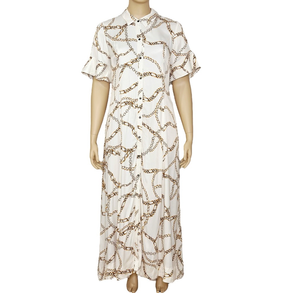 Beautiful flowy MAEVE x ANTHROPOLOGIE Printed Short-Sleeve Shirt Dress, XL - Picture 4 of 9